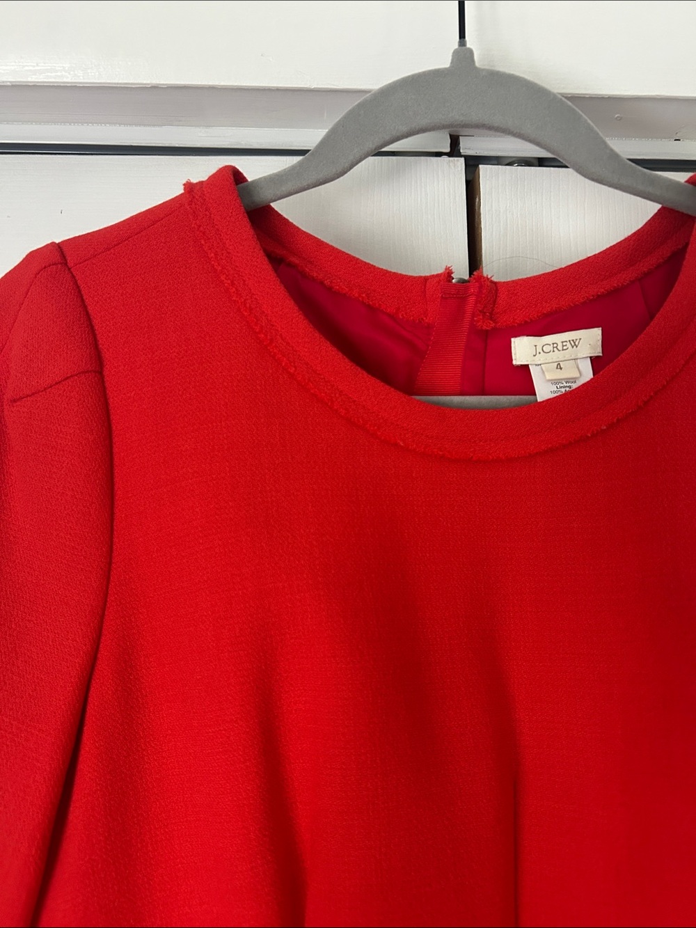 J. Crew Modern Red Teddie 100% Wool Sheath Dress (2011) Retail